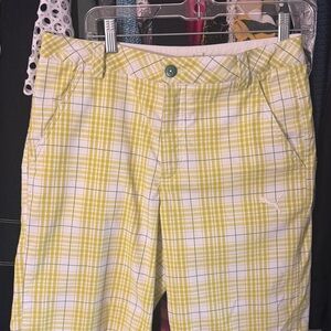 Puma Yellow Plaid Women's Athletic Shorts